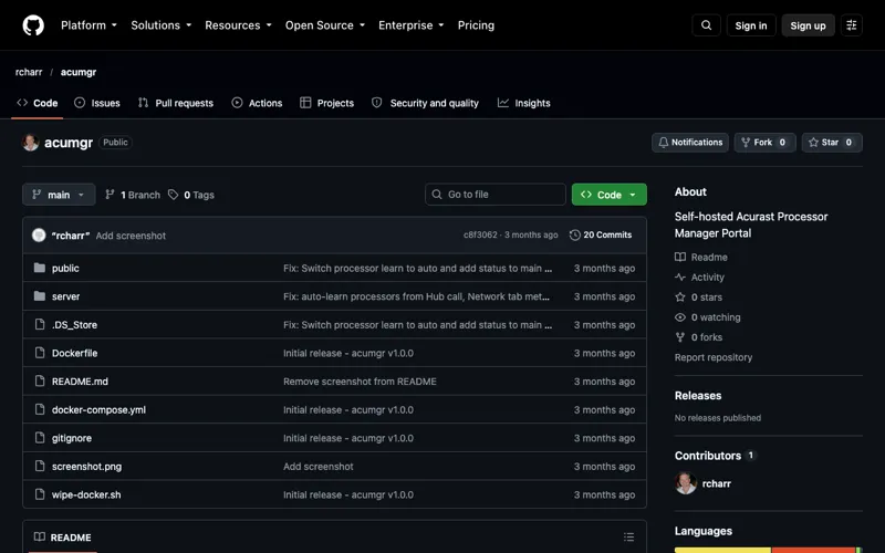 Screenshot of acumgr
