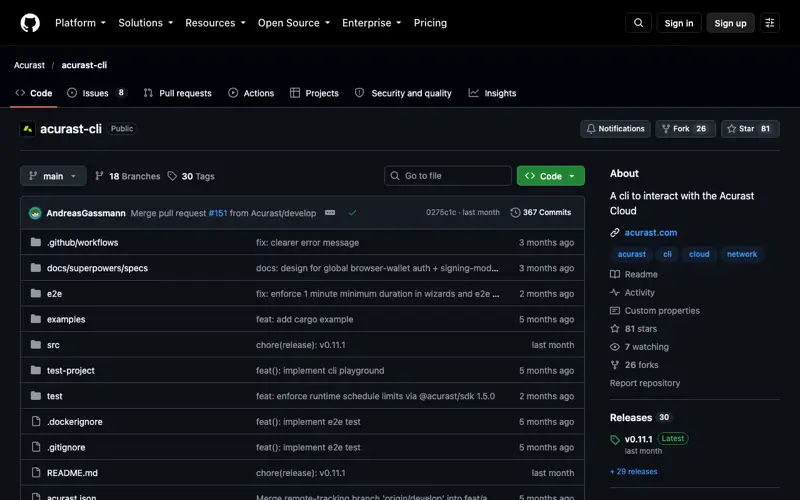 Screenshot of Acurast CLI