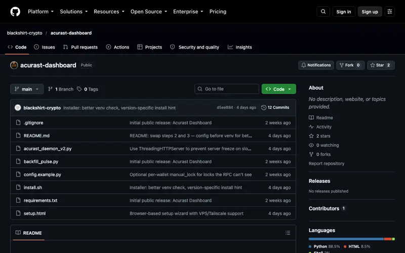Screenshot of acurast-dashboard