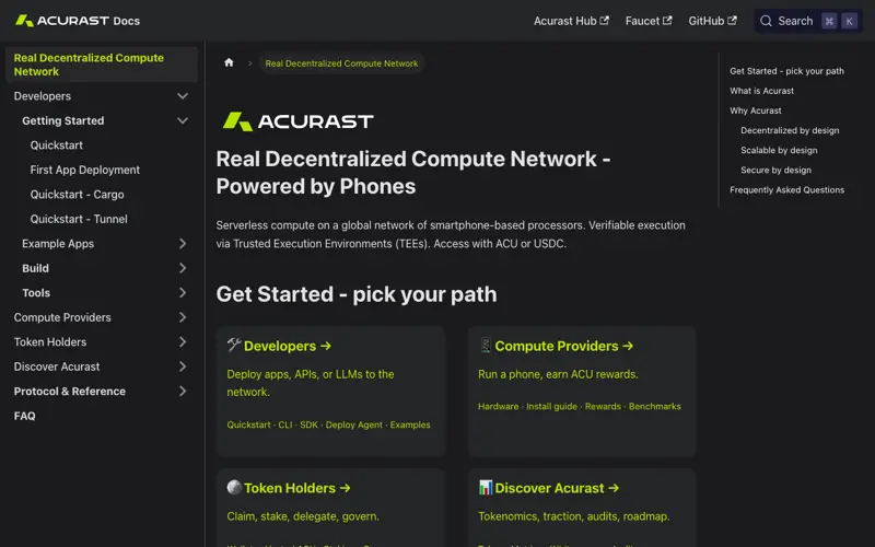 Screenshot of Acurast docs