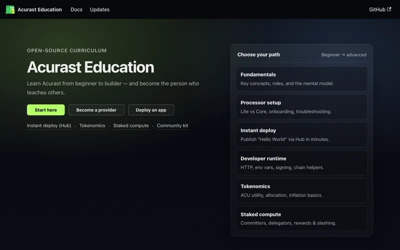 Screenshot of Acurast Education