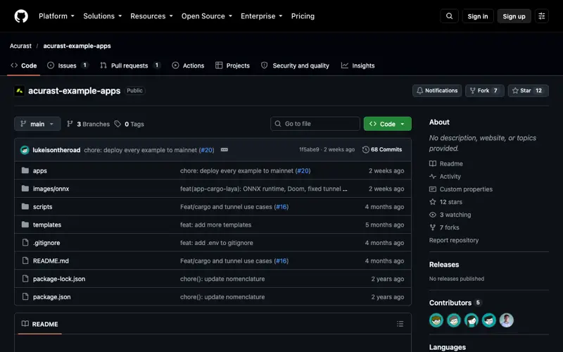 Screenshot of Example apps