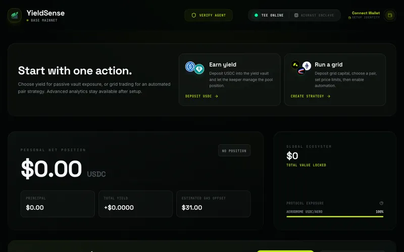 Screenshot of YieldSense